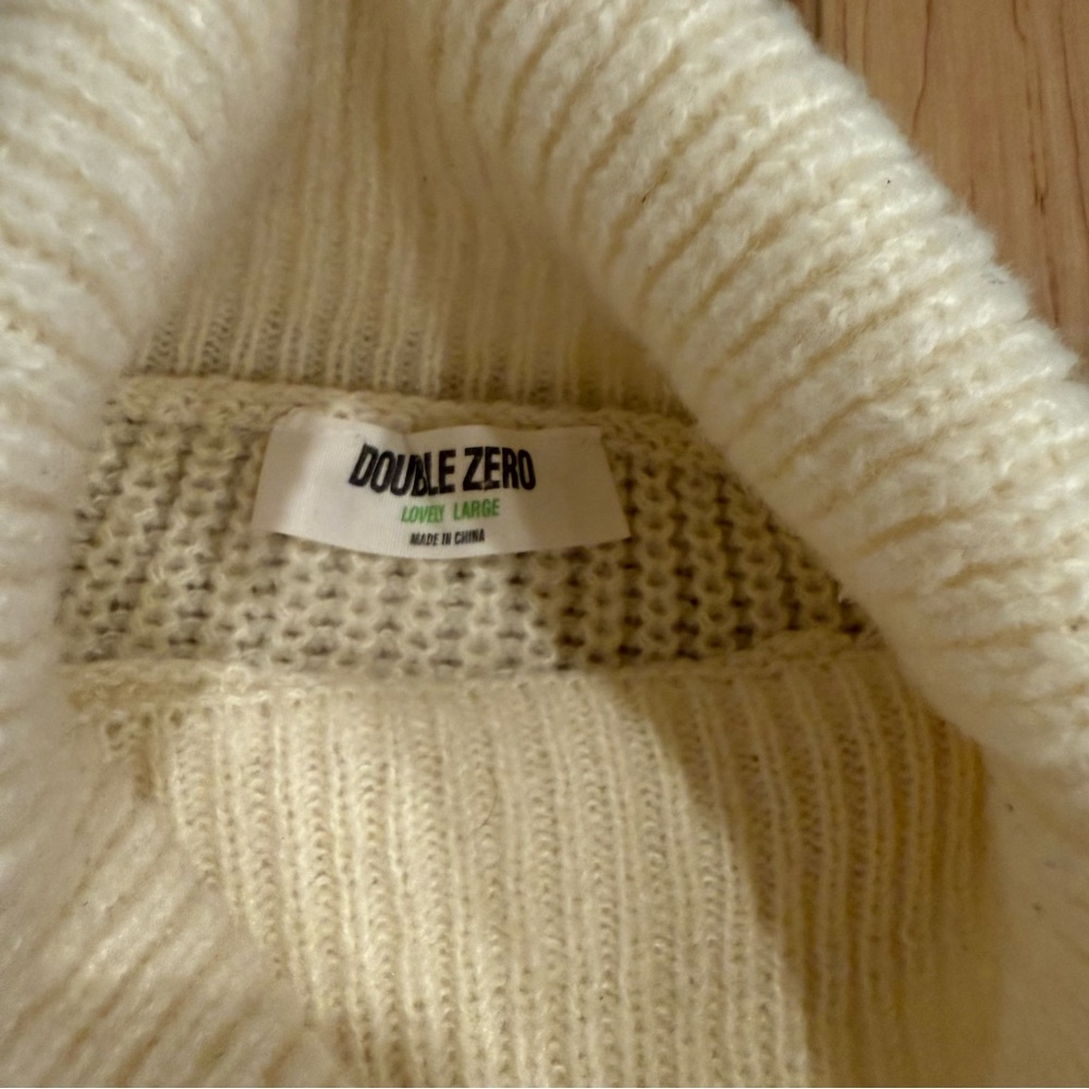 Double Zero Women's Turtleneck Cream Sweater - Picture 2 of 5